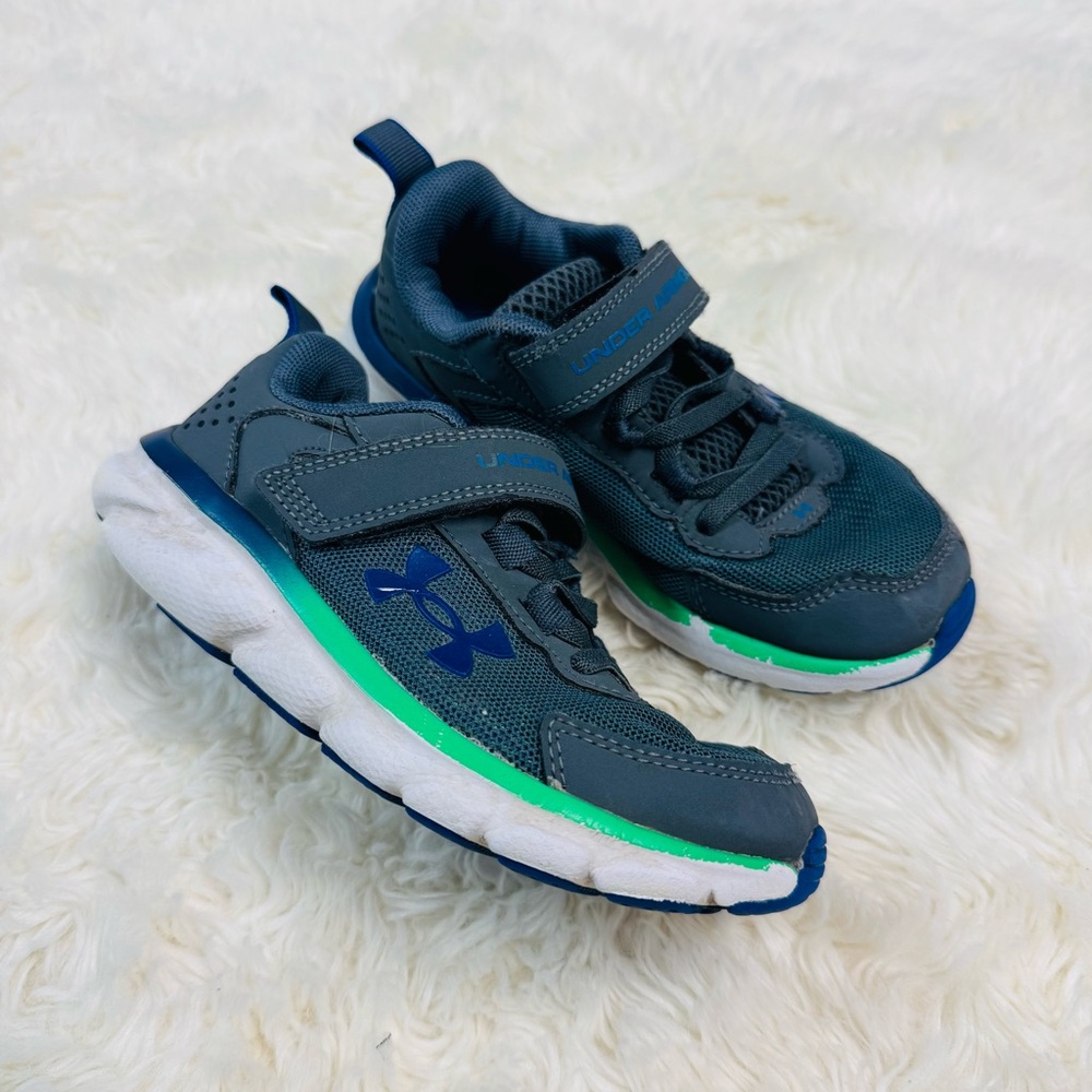 Under Armour Kids Navy Blue Green White Sneakers